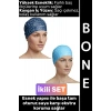#Bone Konforlu Esnek Yumuşak Havuz Deniz Yüzme Kaygan İç Yüzey Şık Su Geçirmez Saç Bonesi İkili SET
