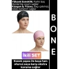 #Bone Konforlu Esnek Yumuşak Havuz Deniz Yüzme Kaygan İç Yüzey Şık Su Geçirmez Saç Bonesi İkili SET