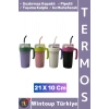 #Termos Kamp Outdoor Piknik Sızdırmaz Kapak Isı Muhafazalı Taşıma Kulp Pipetli Mug Termos 21 X 10 Cm