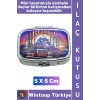 #Hediye Dekoratif Hediye İstanbul Temalı 2 Bölmeli Vitamin Hap Tablet İlaç Saklama Kutusu 5 X 5 Cm