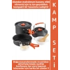 #Kamp Premium Kamp Piknik Dağcılık Outdoor Yemek Pişirme İç İçe Geçebilir Kompakt Isı Yalıtımlı Kolay Temizlenir Servis Kasesi Kepçe Spatula Sünger Tam Dolu Paket Tencere Tava Çaydanlık 3lü Özel Set