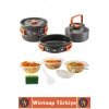 #Kamp Premium Kamp Piknik Dağcılık Outdoor Yemek Pişirme İç İçe Geçebilir Kompakt Isı Yalıtımlı Kolay Temizlenir Servis Kasesi Kepçe Spatula Sünger Tam Dolu Paket Tencere Tava Çaydanlık 3lü Özel Set
