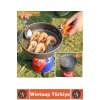#Kamp Premium Kamp Piknik Dağcılık Outdoor Yemek Pişirme İç İçe Geçebilir Kompakt Isı Yalıtımlı Kolay Temizlenir Servis Kasesi Kepçe Spatula Sünger Tam Dolu Paket Tencere Tava Çaydanlık 3lü Özel Set