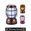 #Kamp Premium Outdoor Piknik Retro Koruyucu Kafesli Izgara Taşıma Asma Kulplu USB Şarjlı 2 Modlu Dekoratif Kamp Lambası