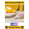 #Sabunluk Kompakt Dayanıklı Sert Plastik Mutfak Banyo Cafe Tuvalet Lavabo Su Birikme Önleyici Delikli Uzun Ömürlü Çok Şık Sevimli Ördek Tasarımlı Sabunluk 2 Adet