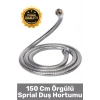 #Duş Premium Krom Kaplama Kopmaz Patlamaz Sızdırmaz Bükülmeye Dayanıklı Bağlantı Örgülü Çift Kenetli Spiral Banyo Duş Hortumu 150 Cm