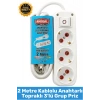 #Priz Premium Hafif Taşınabilir Ev Ofis Atölye Bilgisayar Elektronik Pratik Hızlı Bağlantı Elektrik Kaçaklarına Karşı Güvenli Topraklı Anahtarlı 2 Metre Kablolu 3lü Grup Priz