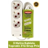 #Priz Premium Hafif Taşınabilir Ev Ofis Atölye Bilgisayar Elektronik Pratik Hızlı Bağlantı Elektrik Kaçaklarına Karşı Güvenli Topraklı 3 Metre Kablolu 3lü Grup Priz