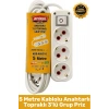 #Priz Premium Hafif Taşınabilir Ev Ofis Atölye Bilgisayar Elektronik Pratik Hızlı Bağlantı Elektrik Kaçaklarına Karşı Güvenli Topraklı Anahtarlı 5 Metre Kablolu 3lü Grup Priz