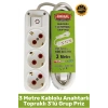 #Priz Premium Hafif Taşınabilir Ev Ofis Atölye Bilgisayar Elektronik Pratik Hızlı Bağlantı Elektrik Kaçaklarına Karşı Güvenli Topraklı Anahtarlı 3 Metre Kablolu 3lü Grup Priz