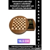 #Satranç Özel Model Aile Ev Arkadaş Hediye Cafe Kamp Piknik Zeka Strateji Beceri Geliştirici Eğlenceli Taşınabilir Mıknatıslı Taşlı Katlanabilir Çekmeceli Ahşap Yuvarlak Satranç Takımı 18.5 Cm
