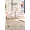 Aksesuar Cep Ofis Kablosuz Klavye Bluetooth Katlanabilir Şarjlı Mini Klavye TK08 Pembe