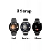 Android IOS Uyumlu 3 Kordonlu AMOLED Ekran Kadın Erkek Akıllı Saat 3 Strap Smart Watch