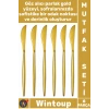 #Bıçak Lüks Parlak Tasarım Şık Sofra Sunum 21 cm Paslanmaz Çelik Gold Renk 6 Parça Yemek Bıçağı Seti