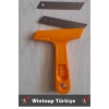 Ergonomik Keskin Çok Amaçlı Yer Buz Cam İnşaat Kalıntı Silikon Tortu Kazıyıcı 2 Yedek Bıçak Hediyeli