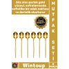 #Kaşık Lüks Şık Modern Mutfak Sofra Sunum Takımı Paslanmaz Çelik Gold Renk 6 Parça Yemek Kaşığı Set