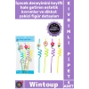 #Pipet Eğlenceli Parti Çocuk Doğum Günü Sunum Kıvrımlı Şık Figürlü Tasarım Renkli Plastik Pipet 4lü