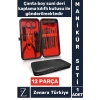 Kompakt El Yüz Tırnak Ayak Bakım Taşınabilir Cep Boy Özel Çantalı 12 Parça Manikür Pedikür Seti