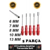 #LokmaAnahtar Krom İçi Boş Şaftlı 6 7 8 10 13 Mm Metal Altıgen 5 Adet Lokma Anahtar Tornavida Seti