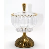 Metal Ayaklı Kristal Cam Şekerlik Gold Detaylı Sunumluk