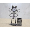 Metal Saksafon Çalan Müzisyen Kedi Saat Ve Kalemlik