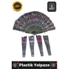 #Yelpaze İp Çiçek İşlemeli Tasarım Zarif Şık El İşçiliği Estetik Katlanabilir Hafif Plastik Yelpaze