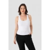 Premium Bayan Casual Sade Kadın Fitilli Kalın Askılı Basic Beyaz Atlet 2li