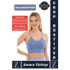 Premium Göğüs Toparlayan Sarkma Önleyen Gündelik Spor Kullanım İnce Askı Pedli Çizgili Crop Büstiyer