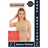 Premium Göğüs Toparlayan Sarkma Önleyen Gündelik Spor Kullanım İnce Askı Pedli Çizgili Crop Büstiyer
