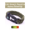 Premium Kompakt Outdoor Kamp Pusula Düdük Çakmaktaşı Çok Fonksiyonlu Şık Hayatta Kalma Bilekliği