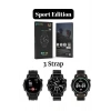 RW 46 Large Amoled Sport Watch With Torch Black Edition Wireless Charge 3 Strap Premium Series