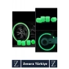Tüm Otomobil Bisiklet Motosiklet Minibüslerle Uyumlu Kolay Montaj Fosforlu Sibop Kapağı 4 Adet