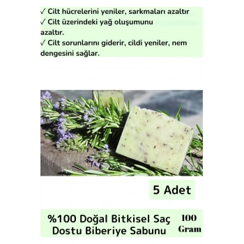 %100 Organik Bitkisel Özel Üretim Saç Dostu El Yüz Cilt Vücut Doğal Biberiye Sabunu 2 Adet