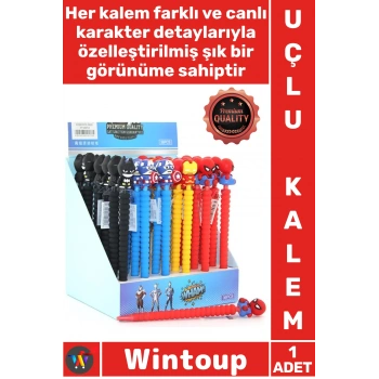 #Kalem 17 Cm Ergonomik Eğlenceli Çocuk Öğrenci Mekanik Versatil Ofis 07 Uçlu Kahraman Figürlü Kalem