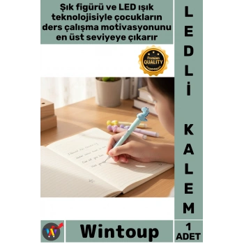 #Kalem Işıklı Eğlenceli Figürlü Ergonomik Versatil Okul Hediye 07 Uçlu Ledli Dinazor Tasarımlı Kalem