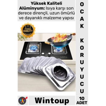 #Folyo Isıya Dayanıklı Kare Gümüş Mutfak Temizleme Yağ Tutucu Levha 10 Adet Alüminyum Ocak Koruyucu