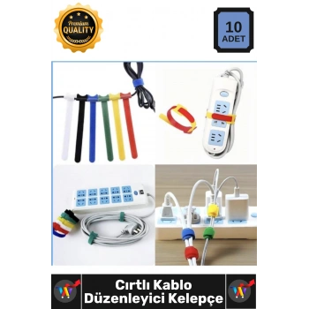 #Kelepçe Naylon Organizer Renkli Düzenleme 10lu Cırt Cırtlı Kablo Düzenleyici Kelepçe Seti – 15cm