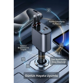 120W Hızlı Araç Şarj Cihazı | Çift USB-C + USB 3 Port PD Hızlı Şarj Adaptörü
