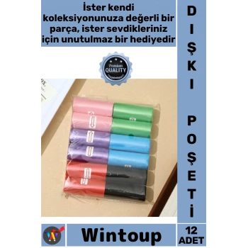 #DışkıPoşeti Hijyenik Dayanıklı Sızdırmaz Ekonomik Rulo Evcil 12li Köpek Dışkı Poşeti Düz Renkli Set