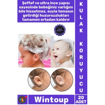 #KulakKoruyucu Pratik Şeffaf Su Geçirmez Yumuşak Yapışkan Duş Bebek Banyo Kulak Koruyucu Bant 20 Adt