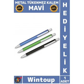 #TükenmezKalem Lüks Ofis Öğretmenler Günü Hediyelik Promosyon Kaliteli Tasarım Ergonomik Metal Tükenmez Kalem Mavi