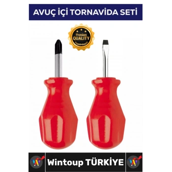 #Tornavida Profesyonel Ergonomik Pratik Mini Dar Alan Tamir 2li Avuç Içi Düz Yıldız Tornavida Seti