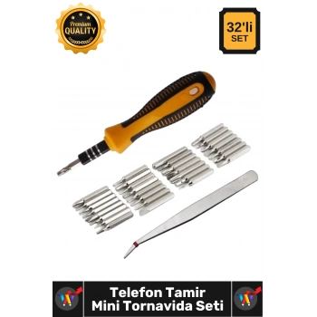 #Tornavida Premium Hassas Elektronik Laptop Hobi Onarım 32 Parça Telefon Tamir Mini Tornavida Seti
