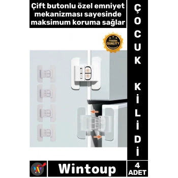 #Kilit Güvenlik Emniyet Beyaz Mobilya Kilidi 4 Adet Buzdolabı Çekmece Dolap Kapağı Çocuk Kilidi