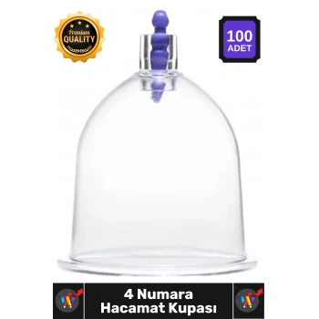 #Hacamat Profesyonel Hijyenik Pürüzsüz Kenar Vakumlu Steril Kalite 4 Numara Hacamat Kupası 100 Adet