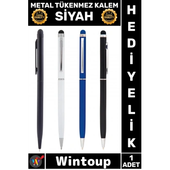 #TükenmezKalem Özel Üretim Lazer Baskı Uygun Promosyon Öğretmenler Günü Hediyelik Şık Kurumsal Dayanıklı Metal Tükenmez Touchpen Kalem Siyah