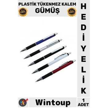 #Kalem Promosyon Şık Tasarım Ofis Kırtasiye Ergonomik Yazım Konforlu Plastik Tükenmez Kalem Gümüş