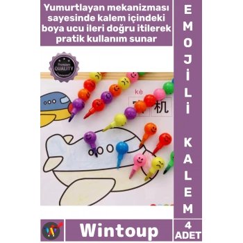 4lü Emojili Yumurtlayan Boya Kalemi Seti