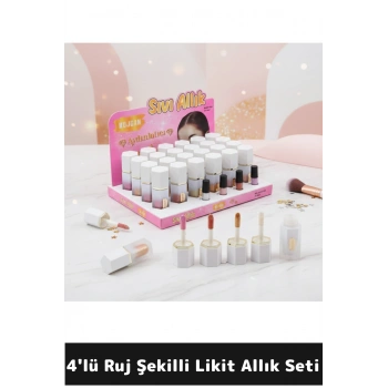 4lü Ruj Şekilli Likit Allık Seti