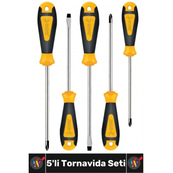 #Tornavida Profesyonel Manyetik Uçlu Ergonomik Sap Çelik Tamir Bakım 5li Tornavida Seti Soft Series